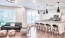a kitchen and living room